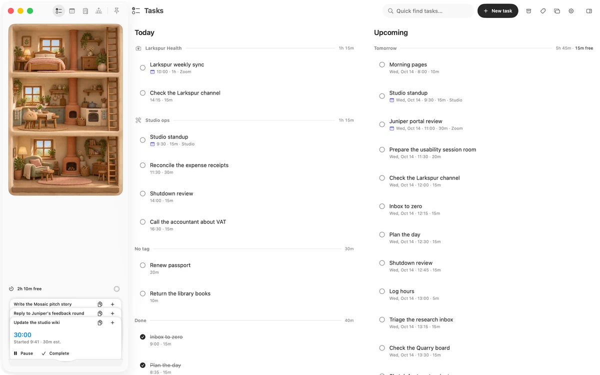 Three tasks running in the sidebar