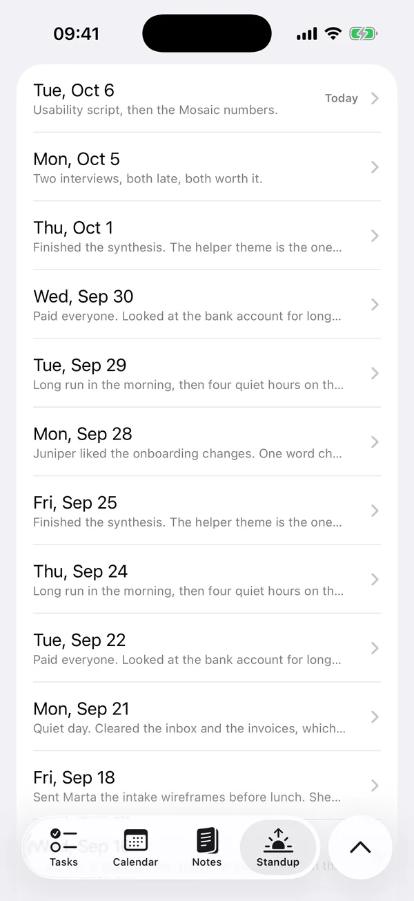 Matter on iPhone: Standup